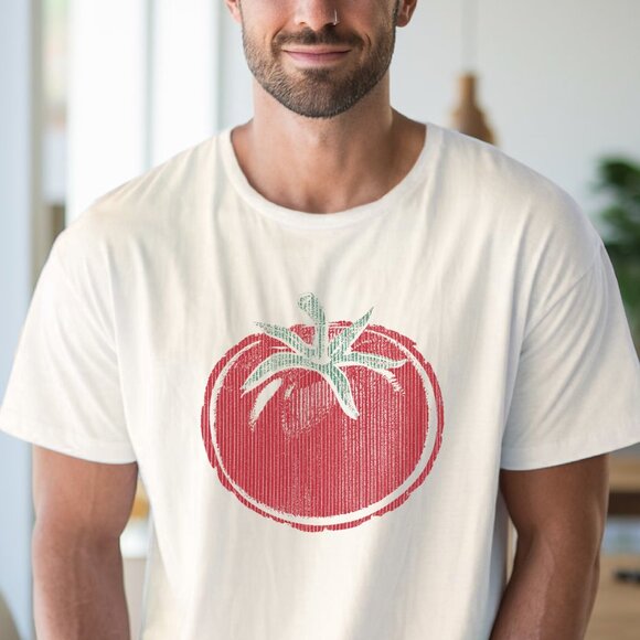 Red tomato graphic tee rustic garden shirt for food lovers and growers - Picture 4 of 7
